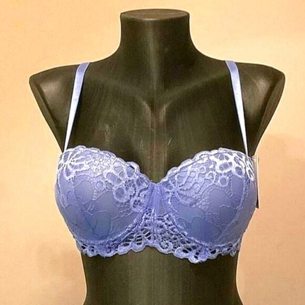 Pretty Light Blue Strapless Lace Push Up